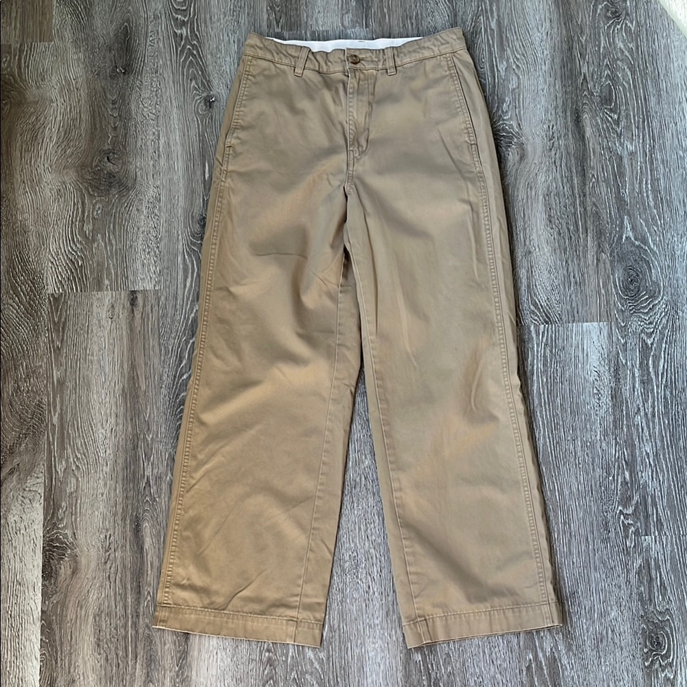 Uniqlo Tan Chino Pants Relaxed Fit Cotton Twill
